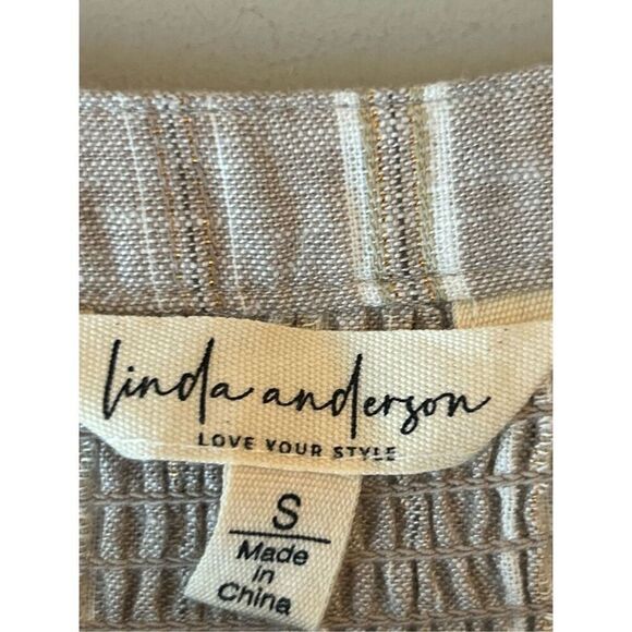 NWT Linda Anderson Boho stripe linen blend lagom shirt Midi dress sz M - Picture 3 of 8